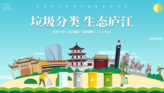 庐江县垃圾分类回收海报展板