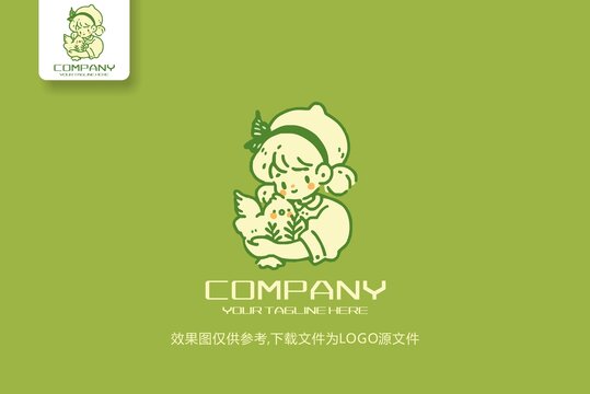 卡通小女孩商标logo