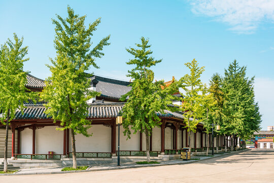 中式园林围墙连廊