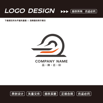 鸭子卡通logo标志