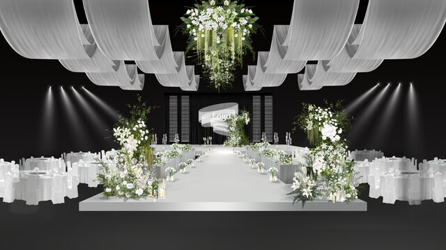 白绿色韩式水晶婚礼效果图
