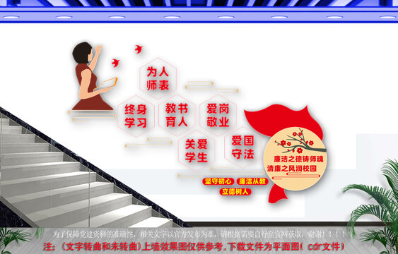 廉洁文化进校园楼梯墙