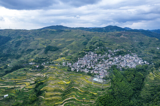 温州永嘉楠溪江茗岙梯田村庄