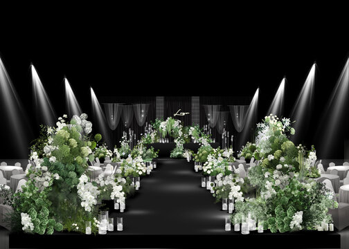 韩式泰式白绿水晶婚礼效果图