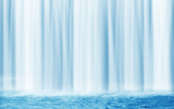 蓝色瀑布流水生财装饰画