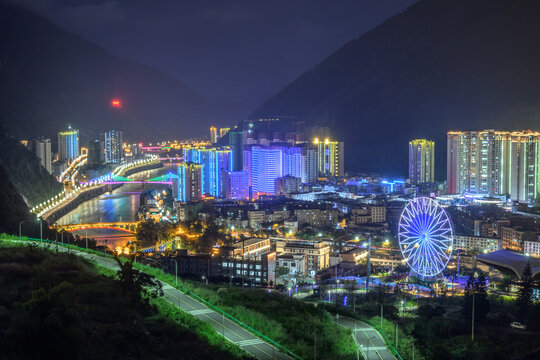 四川石棉县城夜景