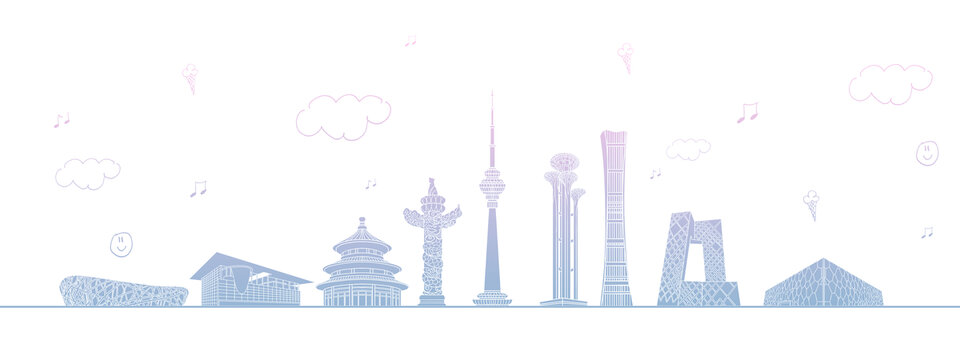 城市地标建筑剪影北京