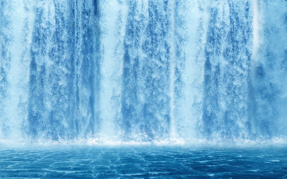 瀑布流水生财蓝色瀑布