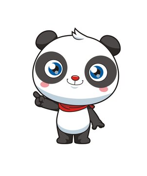 卡通可爱熊猫做讲解