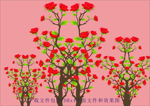 矢量玫瑰花植物月季树叶森林