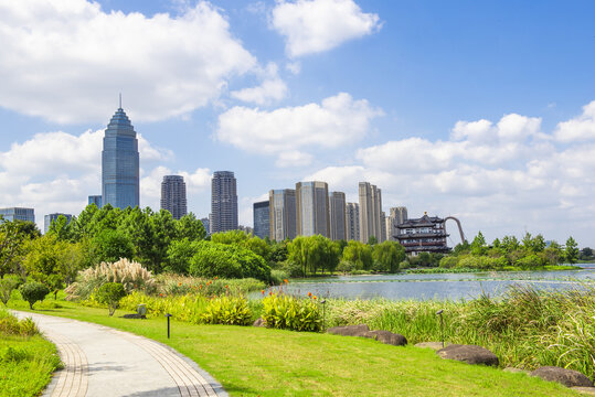 绍兴迪荡湖公园全景