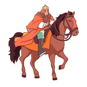 手绘卡通古代人物骑马免抠元素