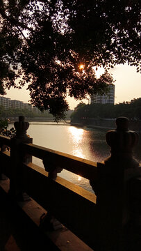 台山台城河夕阳