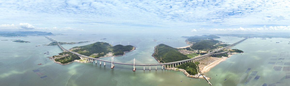 航拍福建平潭海峡公铁两用大桥