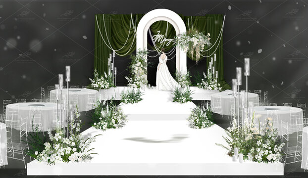 白绿韩式布幔婚礼效果图