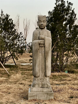 赵普墓石像生宋代文官雕像