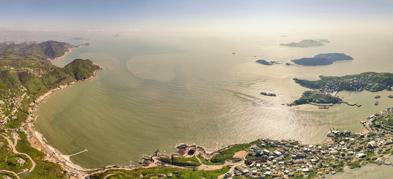 航拍浙江温州石塘半岛港湾