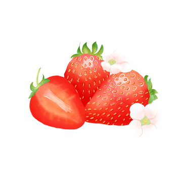 免抠水果草莓插画