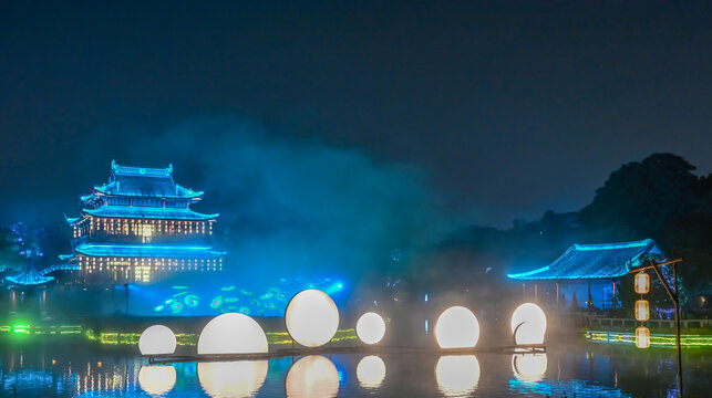 苏州盘门建筑夜景