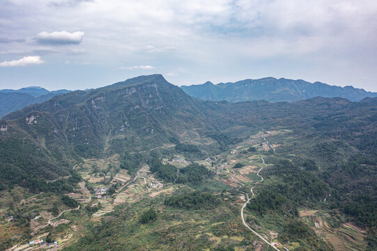 山王坪山峰丘陵航拍自然风光