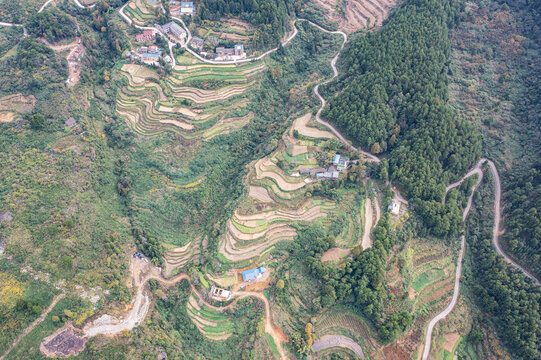 山王坪山峰丘陵航拍自然风光