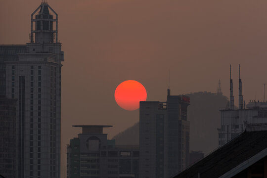 城市日落