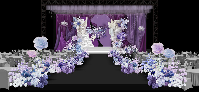 紫白色婚礼效果图