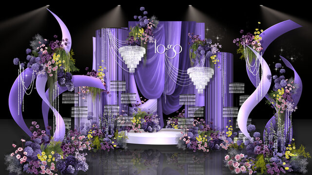 紫色布幔飘带婚礼