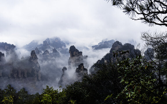 雨中的张家界