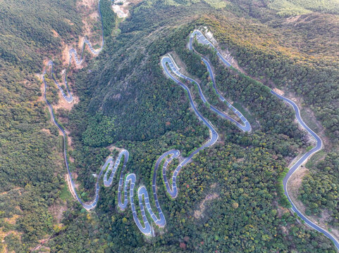 杭州王位山盘山公路航拍