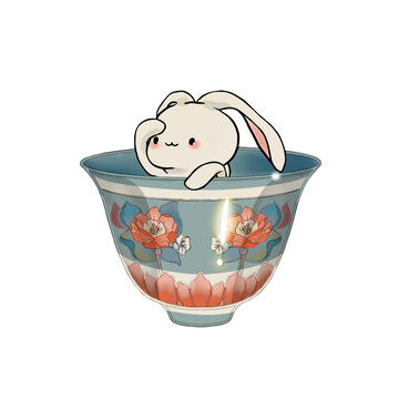 中国瓷器与小兔
