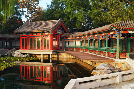 北京什刹海公园湖景