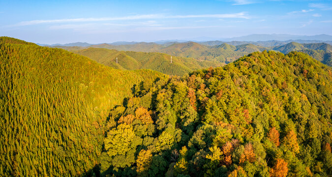 航拍山川山脉森林秋色美丽风光