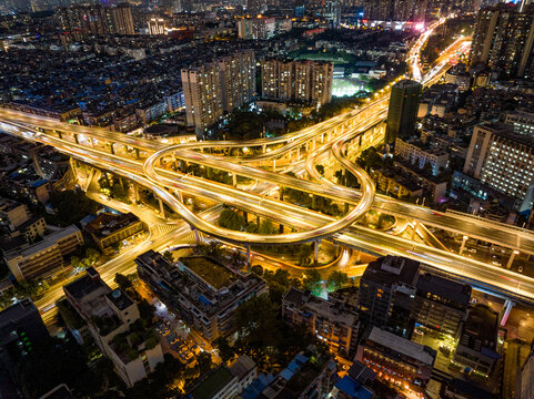 城市夜景道路立交桥