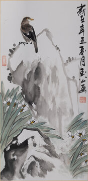 中国画写意花鸟水仙