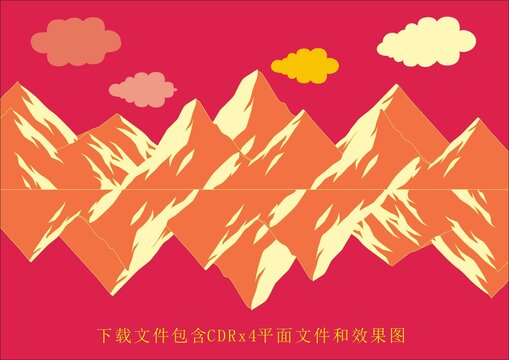 白云矢量山峰条纹底纹素材