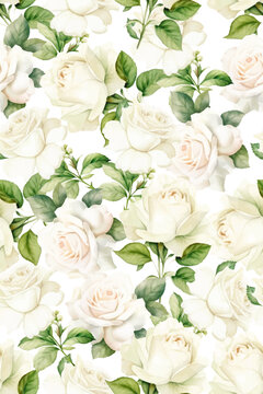 白色玫瑰花印花图案