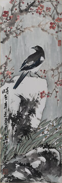 中国传统画写意喜鹊望梅