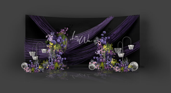 黑紫色秀场风婚礼效果图