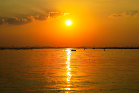 阳澄湖日落