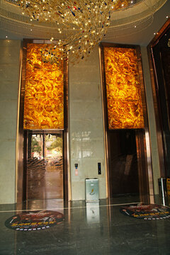 酒店背景电梯口电梯间室内装饰