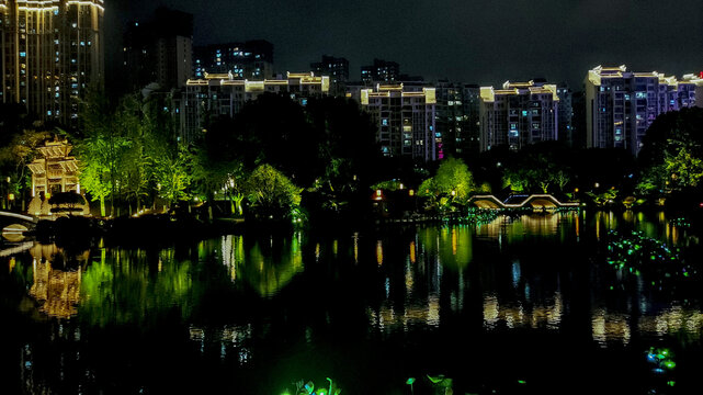 公园湖夜景