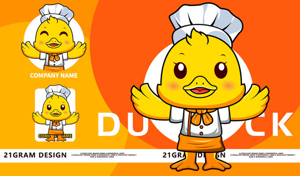 鸭子厨师卡通logo