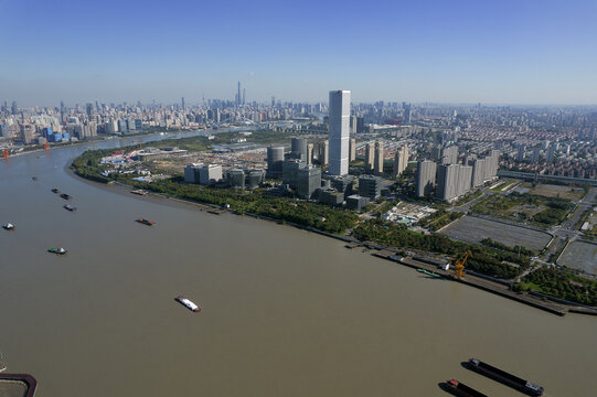 上海后滩航拍城市建筑风光