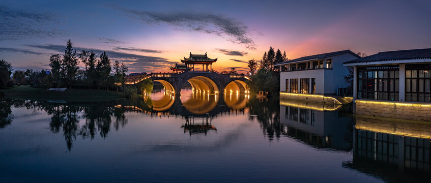 杭州湘湖风景基金小镇夜景