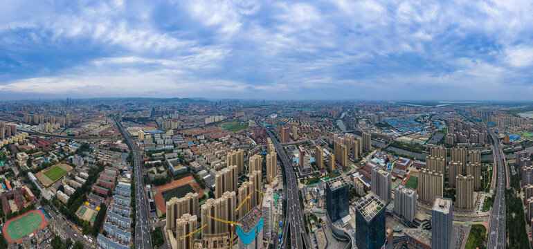 山东济南城市航拍全景