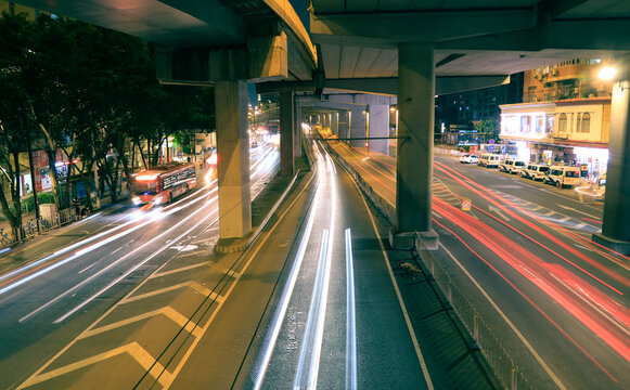 广州夜景流光车影