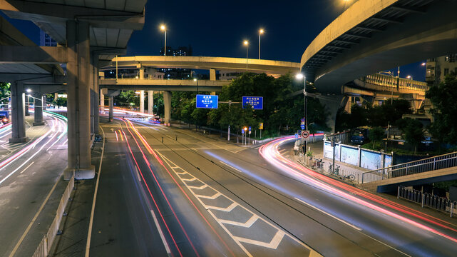 广州夜景流光车影