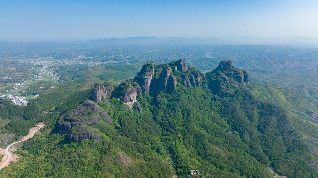 航拍河源旅游霍山丹霞地貌