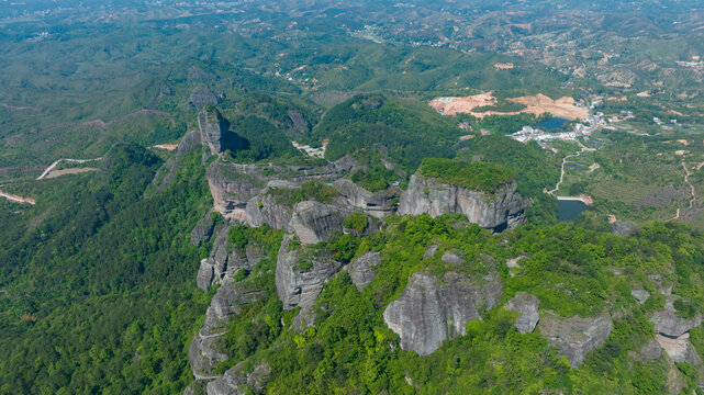 航拍河源旅游霍山丹霞地貌